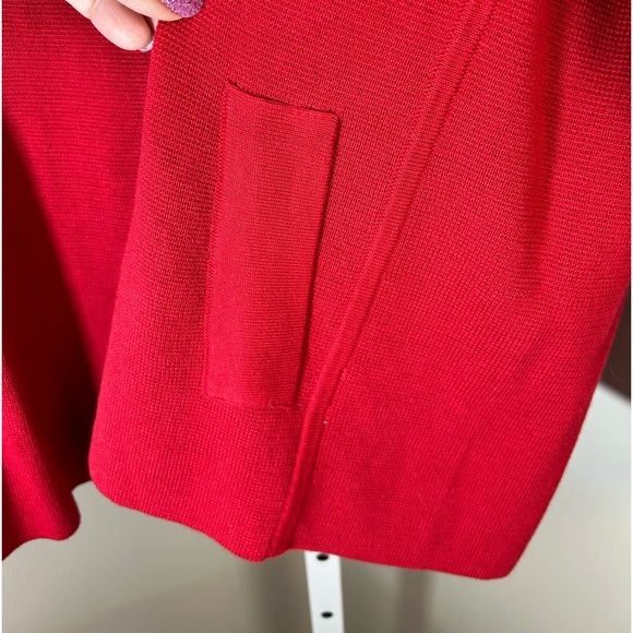 Talbots Sweater Jacket Women Large Red Button Front Long Sleeve Faux Pockets - Picture 6 of 7